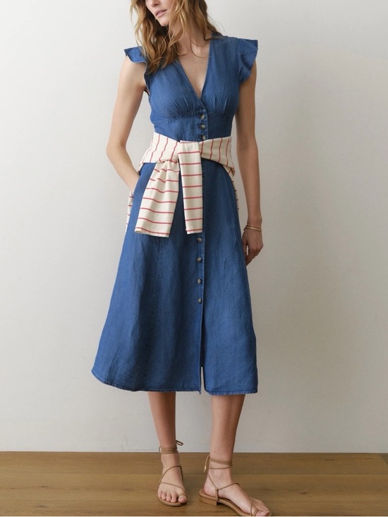 Marine Layer Dresses & Skirts - Marine Layer Chambray Blue Button-Front Midi Dress NWOT